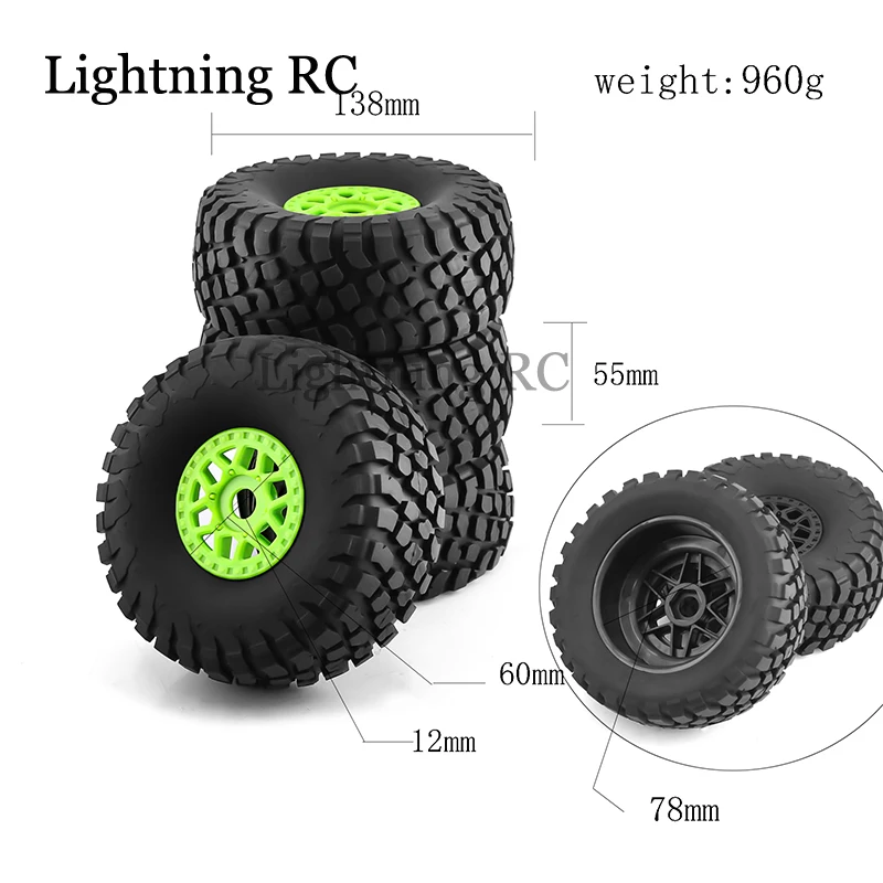 4Pcs 138mm 1/7 Desert Short Course Truck Tire 17mm Wheel Hex for ARRMA Mojave Traxxas UDR Yikong DF7 FS Off-road Buggy RC Car