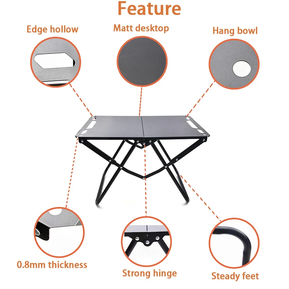 Portable  Picnic Table Beach Tables camping Table for Sand Foldable Edge With Hollowing Hangable items More Convenient image 2