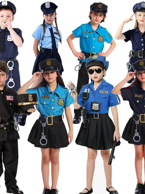 

Halloween Children's Police Party Costume Themed Transformational Wear for Festive Occasions Traditional Chinese Ethnic Style