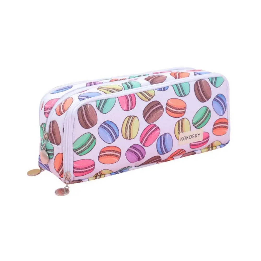 Portable Large Storage Pencil Bag Zipper 3 Compartment Pen Case Creative Cute Pencil Pouch Office