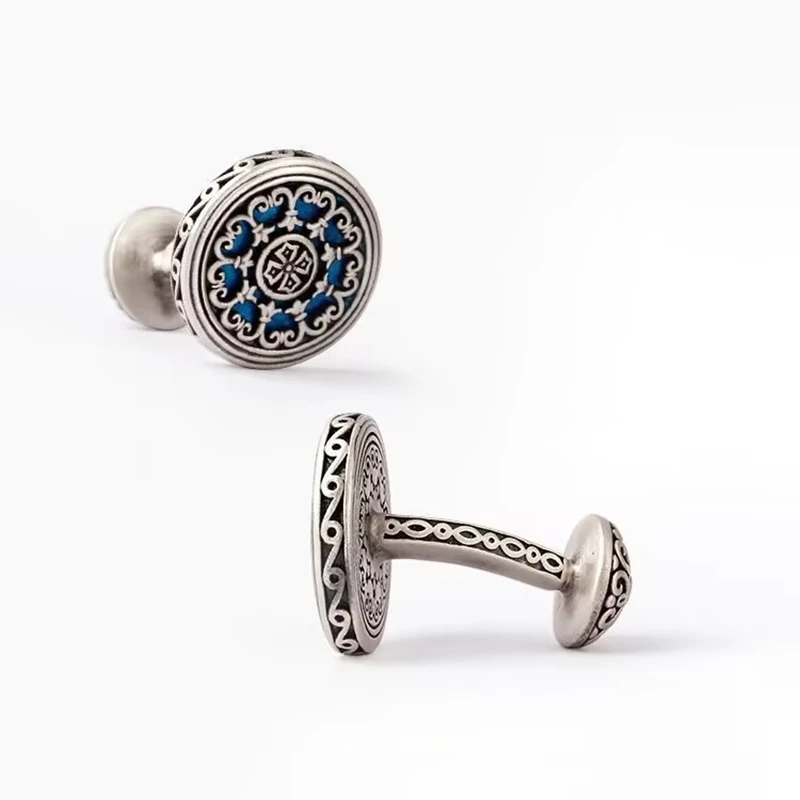 FLEXFIL Luxury Shirt Cufflinks for Men's Brand Cuff Buttons Cuff Links Gemelos High Quality Round Wedding Abotoaduras Jewelry