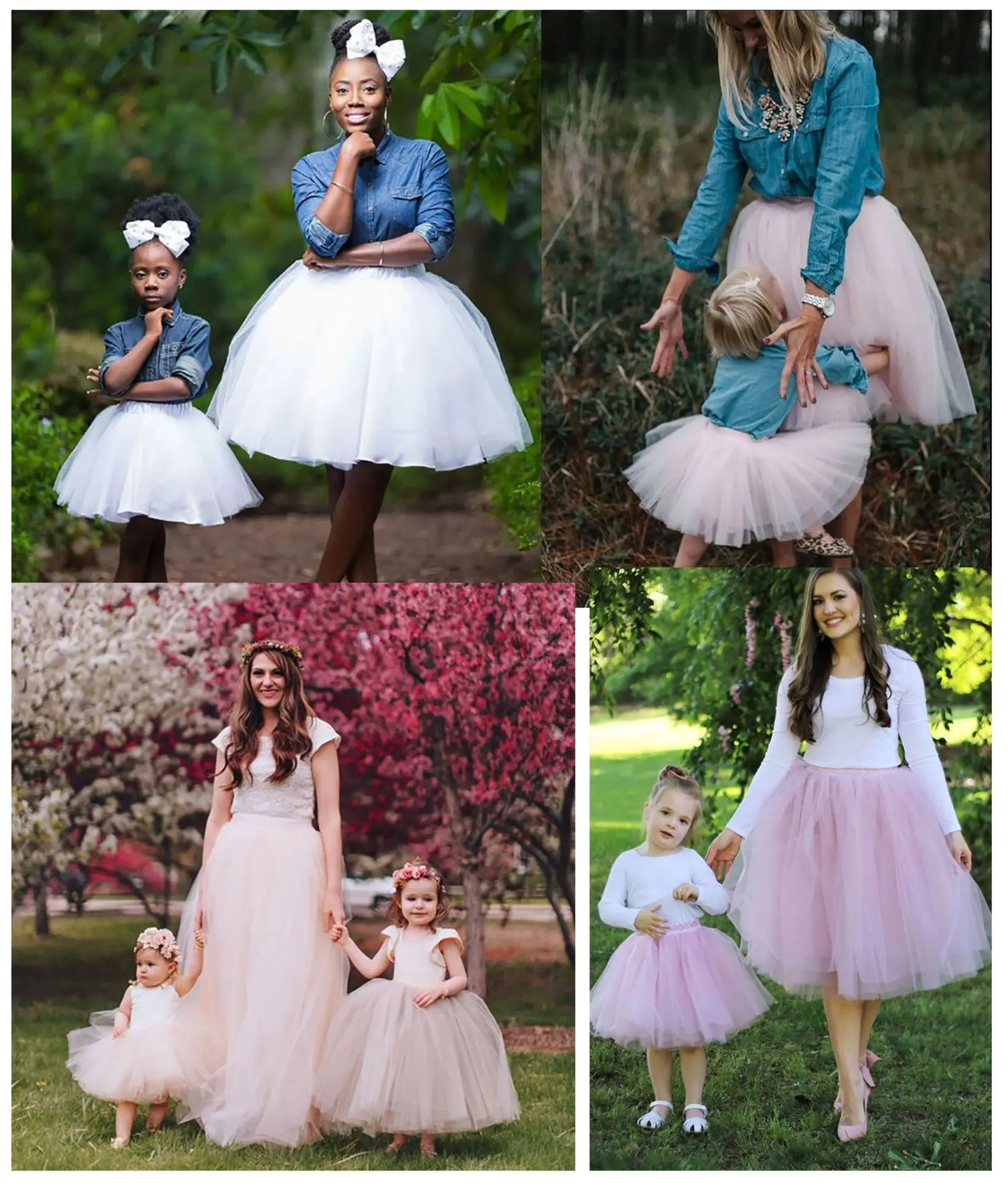 Parent-child Mother-daughter Mesh Skirt Children's Multi-layer Tutu Skirt Girl Flower Girl Skirt Cute Skirt Support Playful