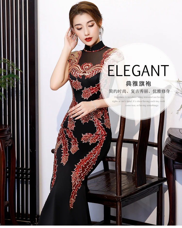 The new fashion waistline catwalk cheongsam dress