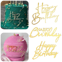3pcs Gold Acrylic Happy Birthday Cake Topper for Birthday Party Gift Shower DIY Dessert Cake Decoration Supplies