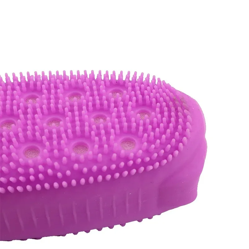 Double Side Silicone Bubble Bath Body Brush with Soap Storage Sponge Massage Scalp Scrubber Skin Clean Shower Exfoliating Mitt