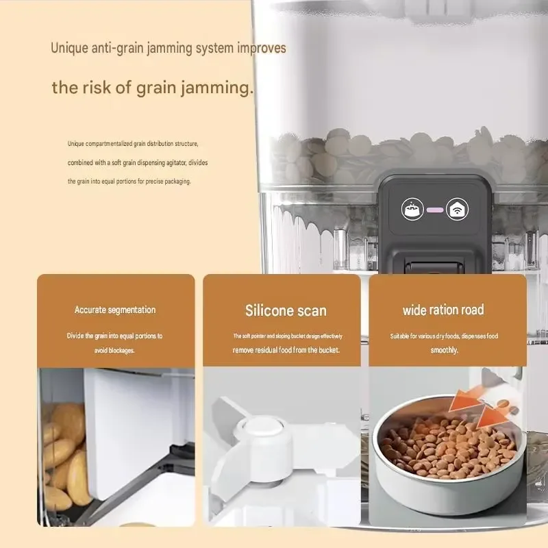 Smart Automatic Pet Feeder with Camera and Timer Customizable Portions Dry Food Dispenser for Cats Dogs Moisture Proof Design