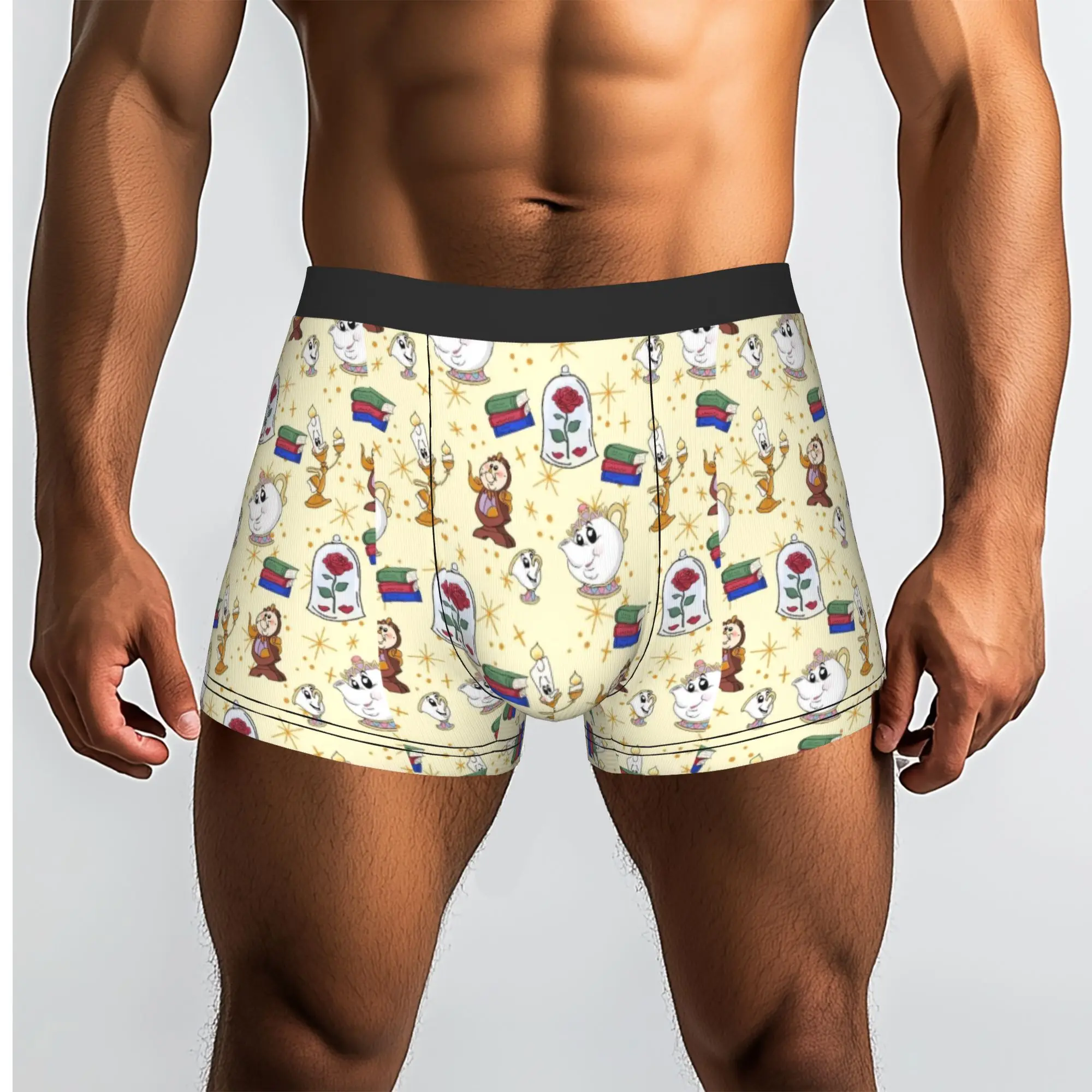 Custom Beauty Anime And The Beast Underwear Men Breathable  Boxer Briefs Shorts Panties Soft Underpants For Homme