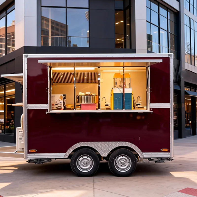 

Retro High Quality Mobile Food Truck Trailer Hot Dog Pizza Burger Bbq Doner Kebab Aluminum Trailer Food for Sale