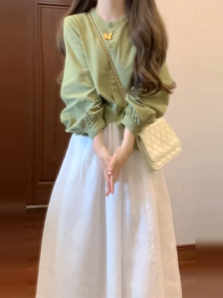 Koreaanse Sle Zachte Casual Dames Dr Set Lente Herfst Nieuwe High-End Unieke Ele Rok Set Zoete Hoge Taille a-lijn Dr