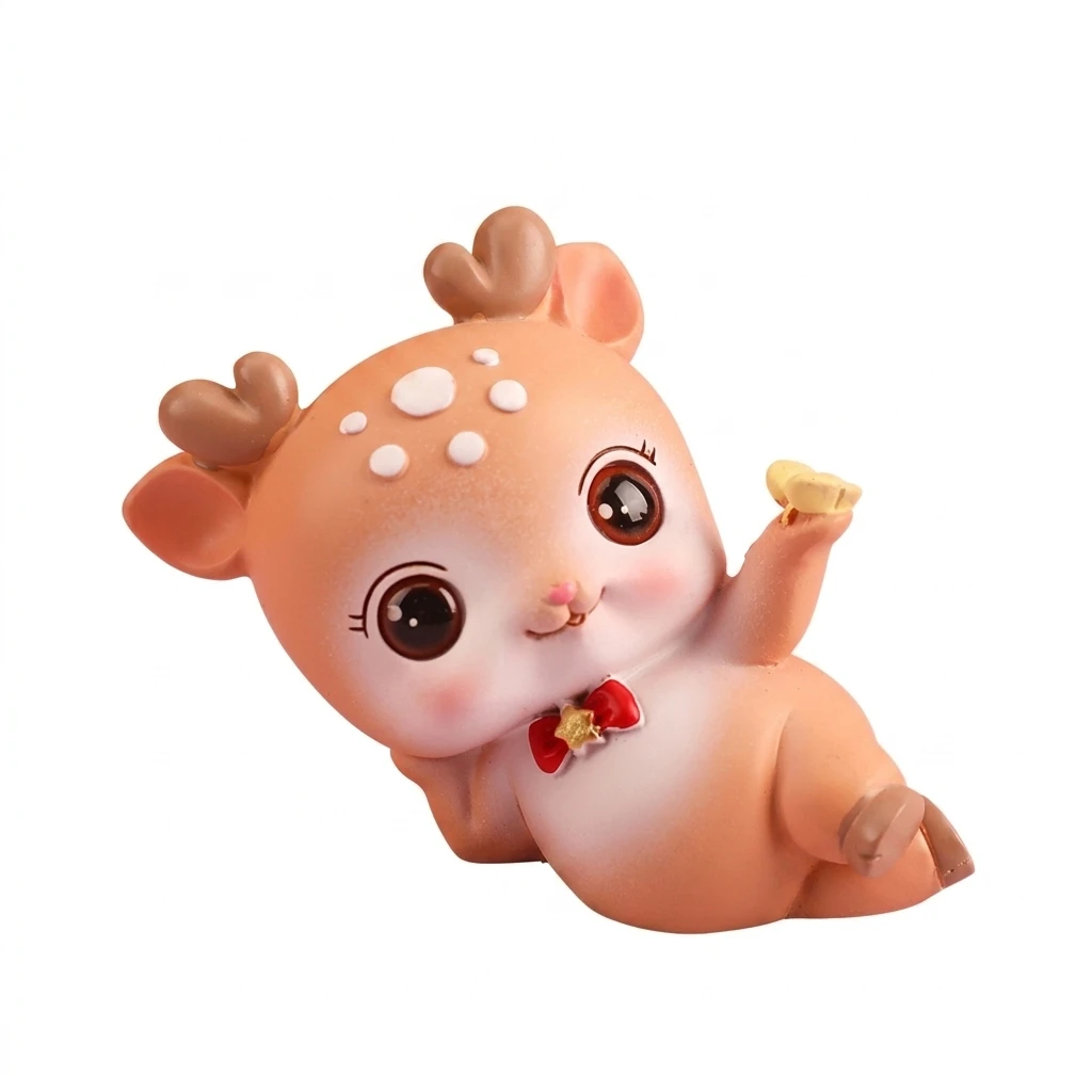 Cute Deer Figurine Creative Fawn Statue for Car Dashboard Home Office Decor Desktop Ornament Gift for Girls Students