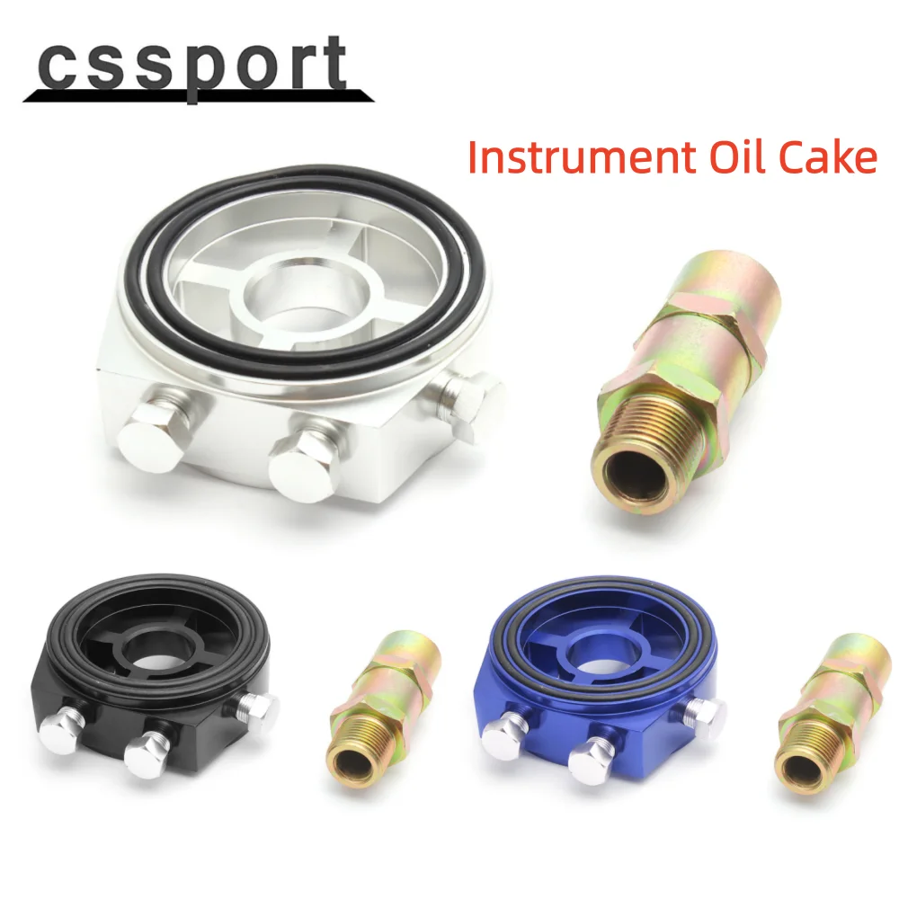 Universal Automotive Car Oil Filter Sandwich Plate Adapter Oil Press Temp Sensor Adapter with Connectors Kit Black Sliver Blue