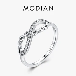 Modian Original 925 Sterling Silver Infinite Love Simulated Diamond Finger Ring Vintage CZ Fine Jewelry For Women Party Gifts