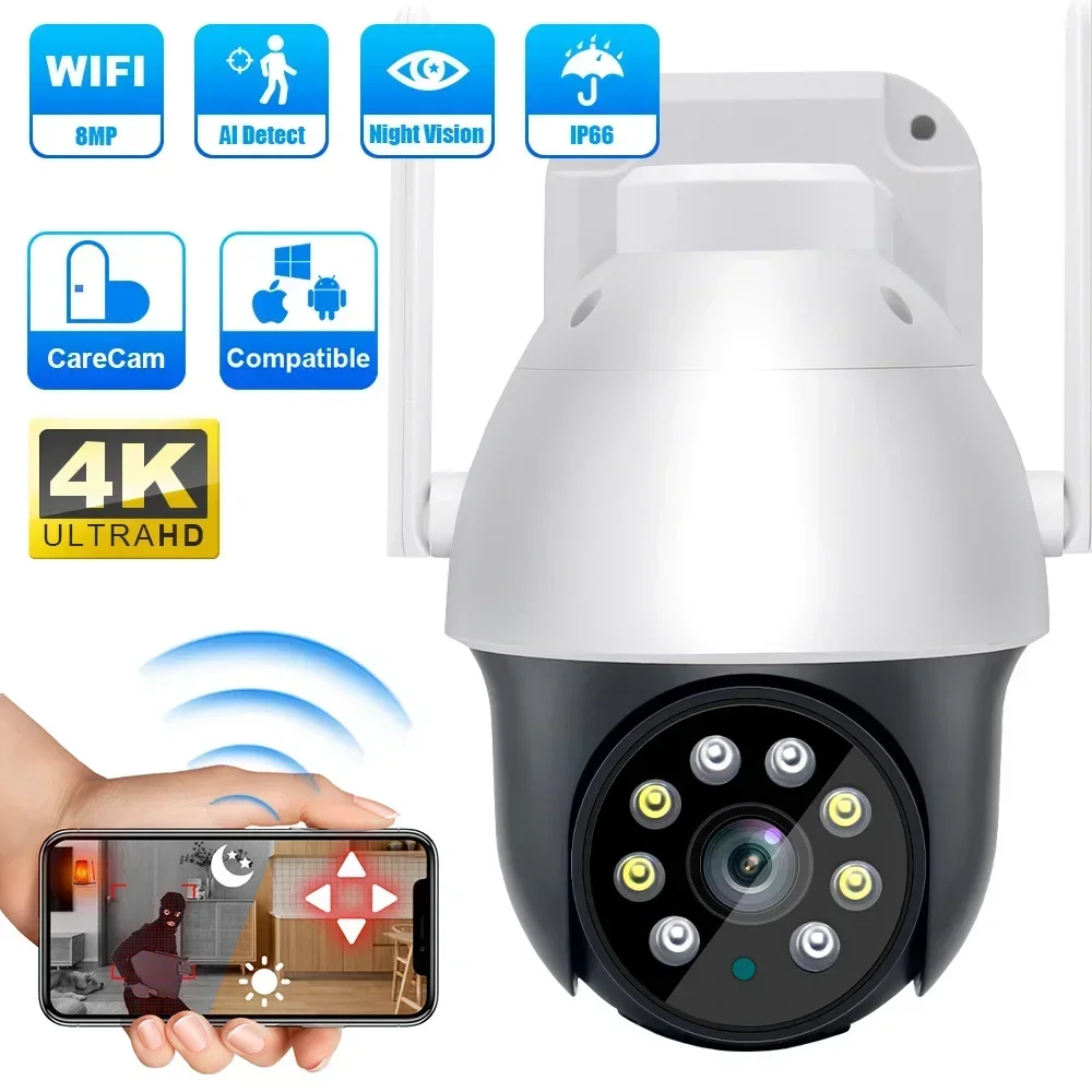 4K Outdoor Wifi Camera Night Vision Full Color Surveillance Cameras Auto Tracking CCTV IP Camera Survalance Security Monitor