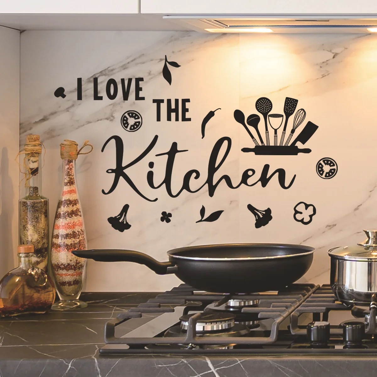 

30*60cm Black English Kitchen Tableware Kitchen Wall Stickers Stove Wall Stickers Decorative Wall Stickers Wallpaper Ms2350