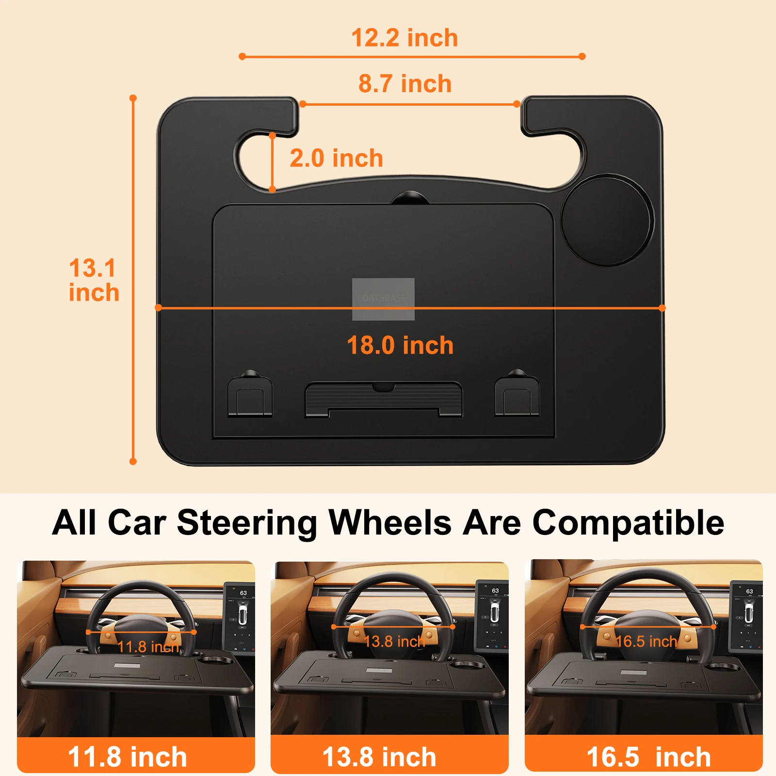 Eary Car Steering Wheel Desk for Laptop Multipurpose Travel Car Accessories Seat Stand Table Trays for Eating Drinking Working image 3