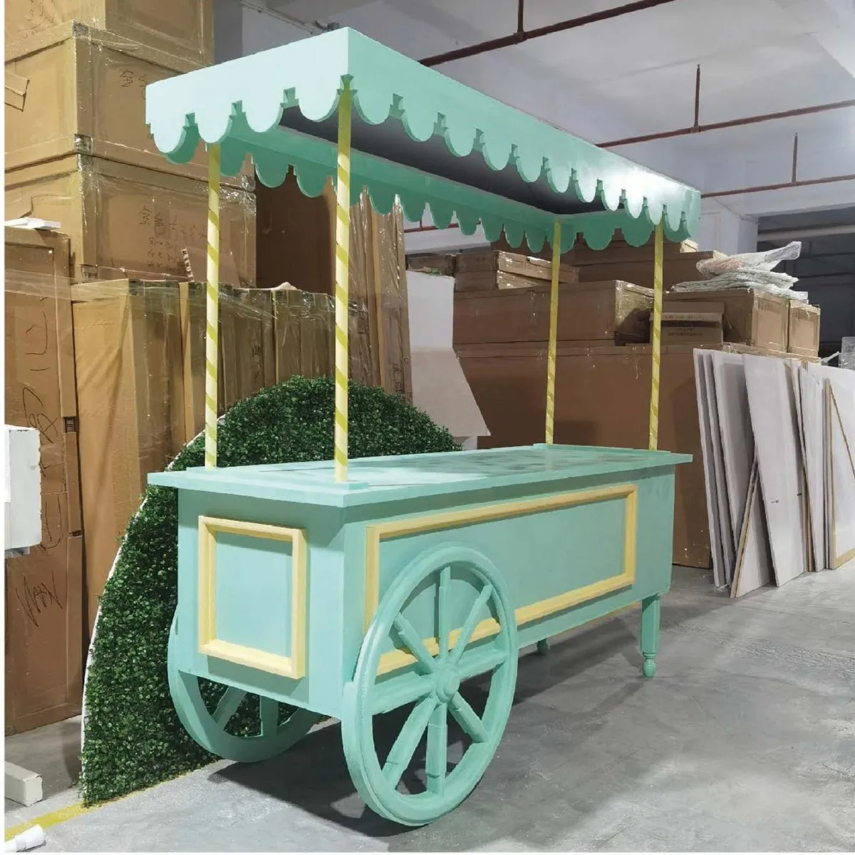 

Customized Dining Cart Flower Dessert Cart Sweet Bar Trolley Outdoor Party Wedding Decoration Cart