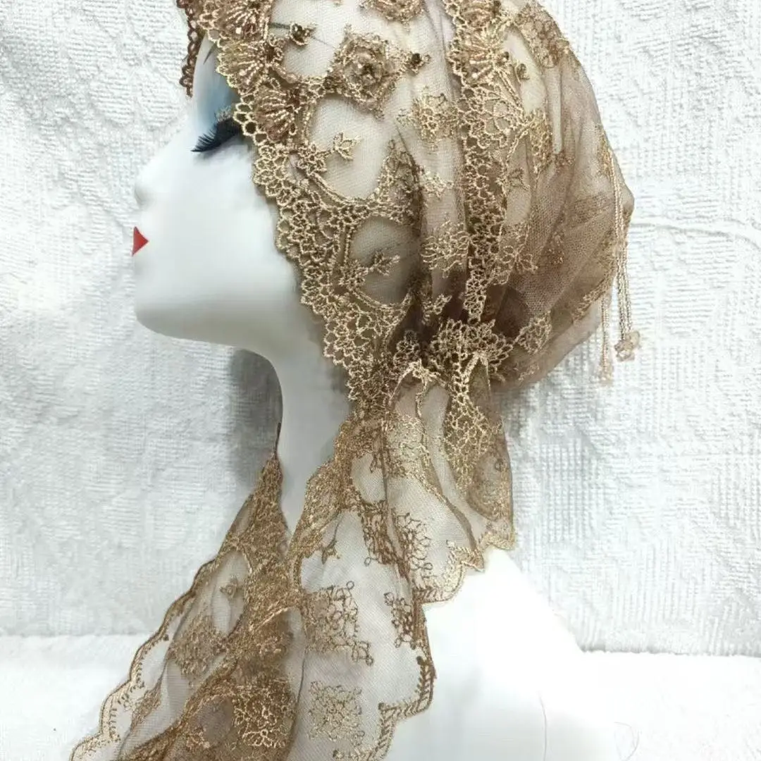 Hijab Muslim Women Shawl Headscarf Shipping Free Luxury Tassels Scarf Malaysia Prayer Kufi Islam Saudi Arabia Lace Turban 05390