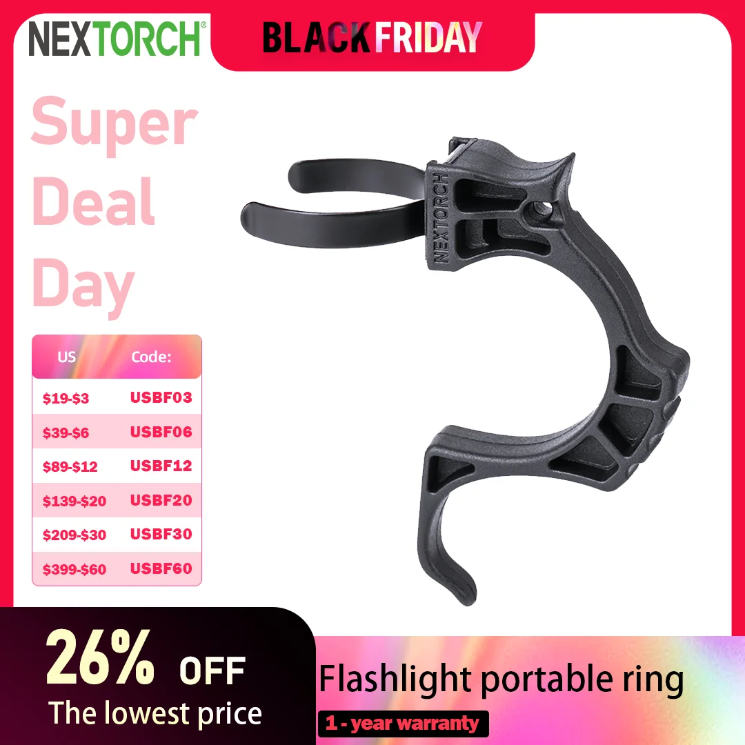 NEXTORCH Tactical Flashlight Ring with Ranging from 25 to 27mm Multi-Purpose Free Hands at Any Time #FR-2