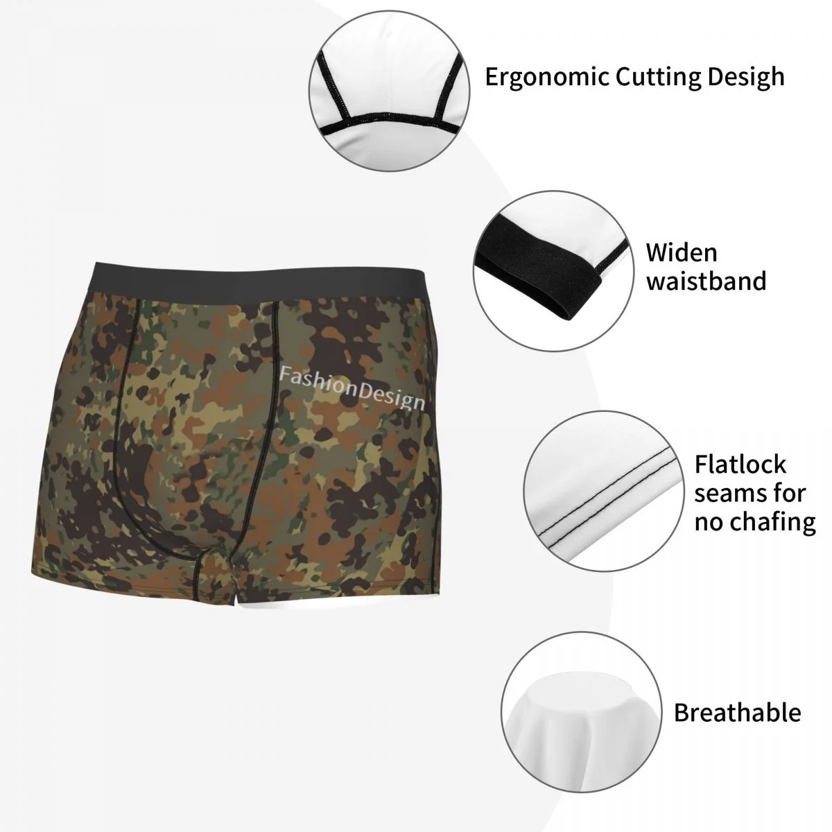 Flecktarn Camo Camouflage Art Culture Underpants Cotton Panties Male Underwear Print Shorts Boxer Briefs