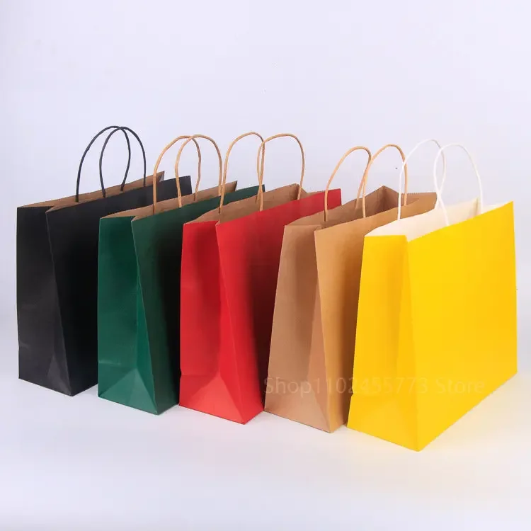 5/10/20/30pcs Festival Gift Kraft Paper Bag Shopping DIY Multifunction Recyclable Paper Bag With Handles