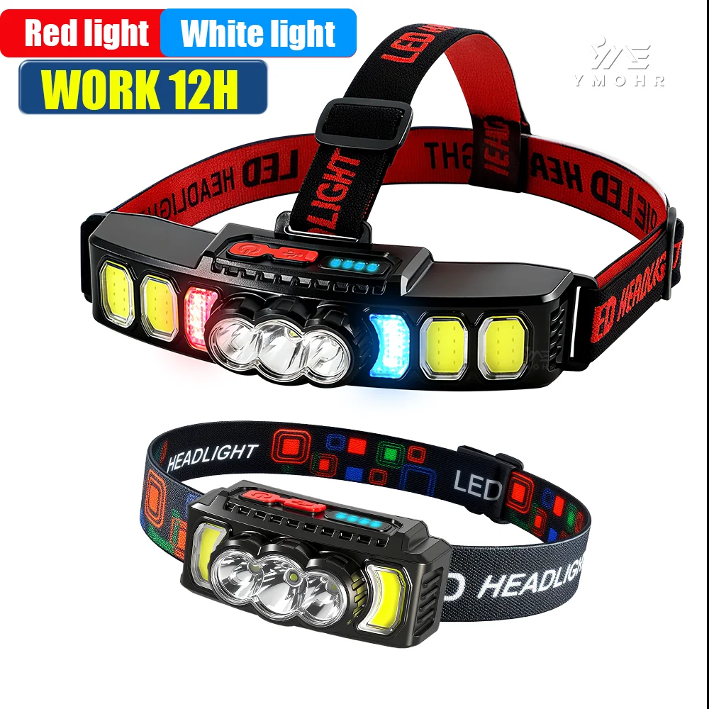 

Перезаряжаемый LED-фонарь с Красным Светом, Аккумулятор 18650, Регулировка 180° для Кемпинга, Рыбалки и Аварийного Ремонта