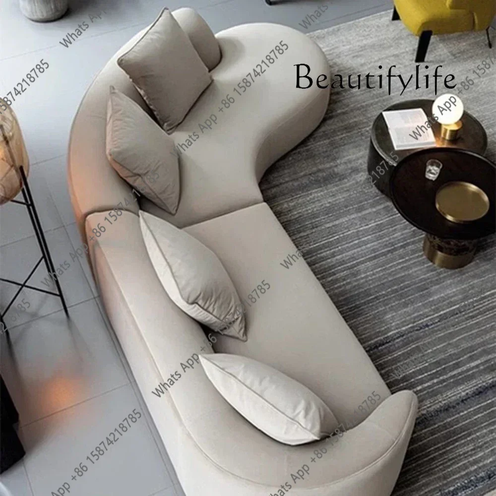 Sofá Modular Curvo XcN49 para Sala de Estar, Sofá de Lujo con Reposabrazos, Decoración de Salón, Sofá de Diseño con Respaldo Elástico para Bodas