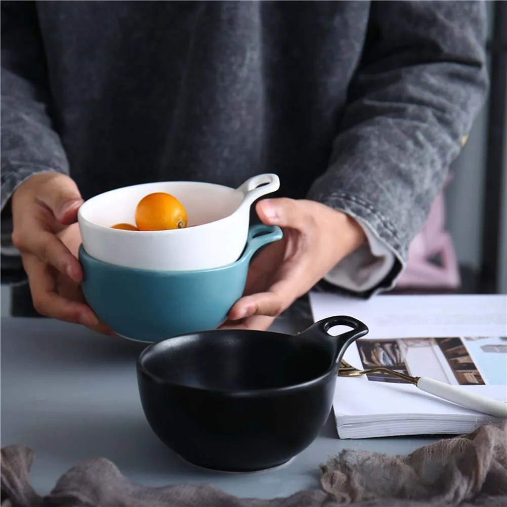 

1Pcs Black Ceramic Serving Bowl Household Tableware for Fruit Salad Dessert Food Snacks Home Restaurant
