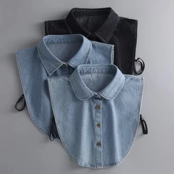 Faux Col en Denim pour Femme, Demi-Chemise, Poignée de Chemisier Amovible, Accessoires de Vêtements