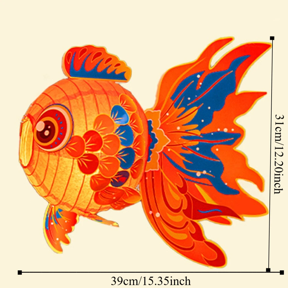 Fish-Shaped Mid-Autumn Festival Fish Lantern Material Package with Led Light Handheld Fish Lantern Good Luck Handmade