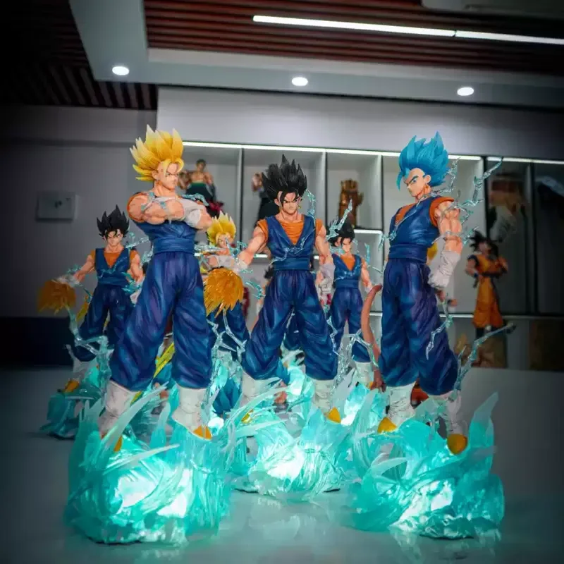 

New Jt Statue 38cm/14.96inch Dragon Ball Z Vegetto Figure 3 Heads Replace Super Saiyan Action Figures Collection Model Toys Gift