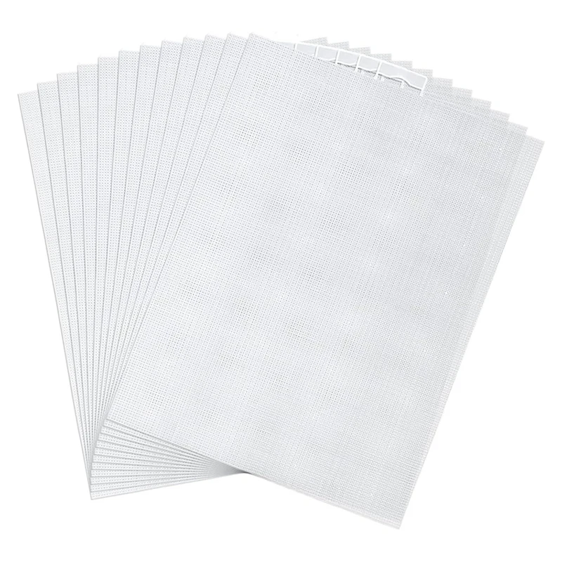 12Pcs 14 Count Plastic Mesh Canvas Sheets, 11X8.2 Inch White Needlepoint Craft Canvas Plastic Grid Sheet