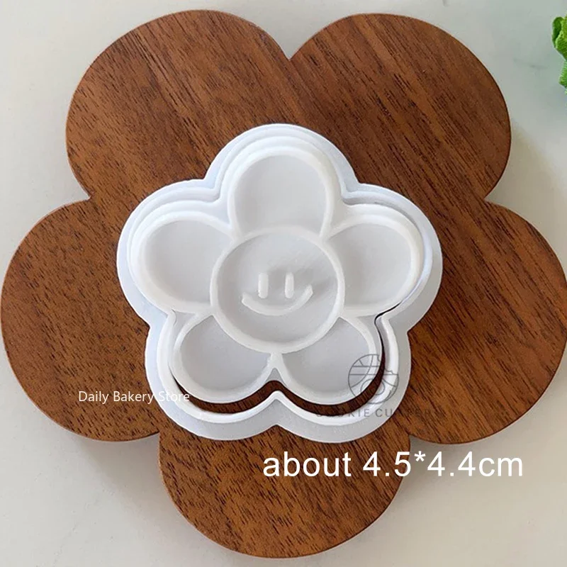 Lovely Flower Cookie Cutter Baby Shower Embossed Dessert Fondant Sugarcraft Baking Mould Plastic Biscuits Pastry Press Stamp - view 6