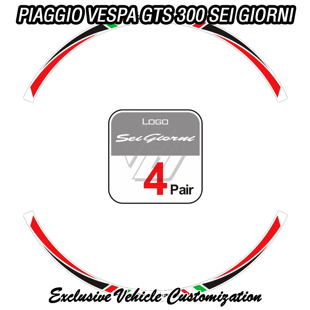 

For Piaggio Vespa GTS 300 Sei Giorni II Edition Scooter 12 - inch Wheel Reflective Decoration Stickers