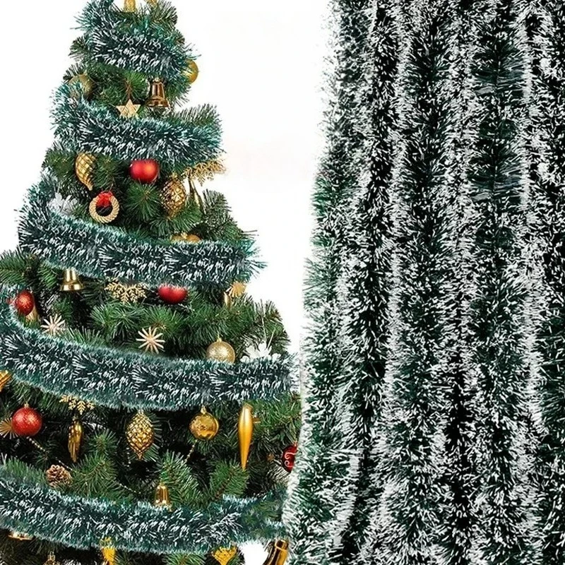 

2M Christmas Frost Tip Tinsel Garland Celebrate Holiday Ceiling Hanging Metallic Streamers Xmas Tree Decoration Party Supplies