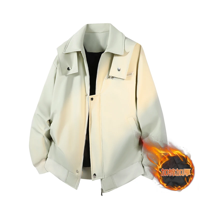 

Loose Collar with Thick Velvet, Autumn and Winter Baseball Jacket, Cotton Jacket, Collar Workwear Jacket, Casual Unisex Jacket