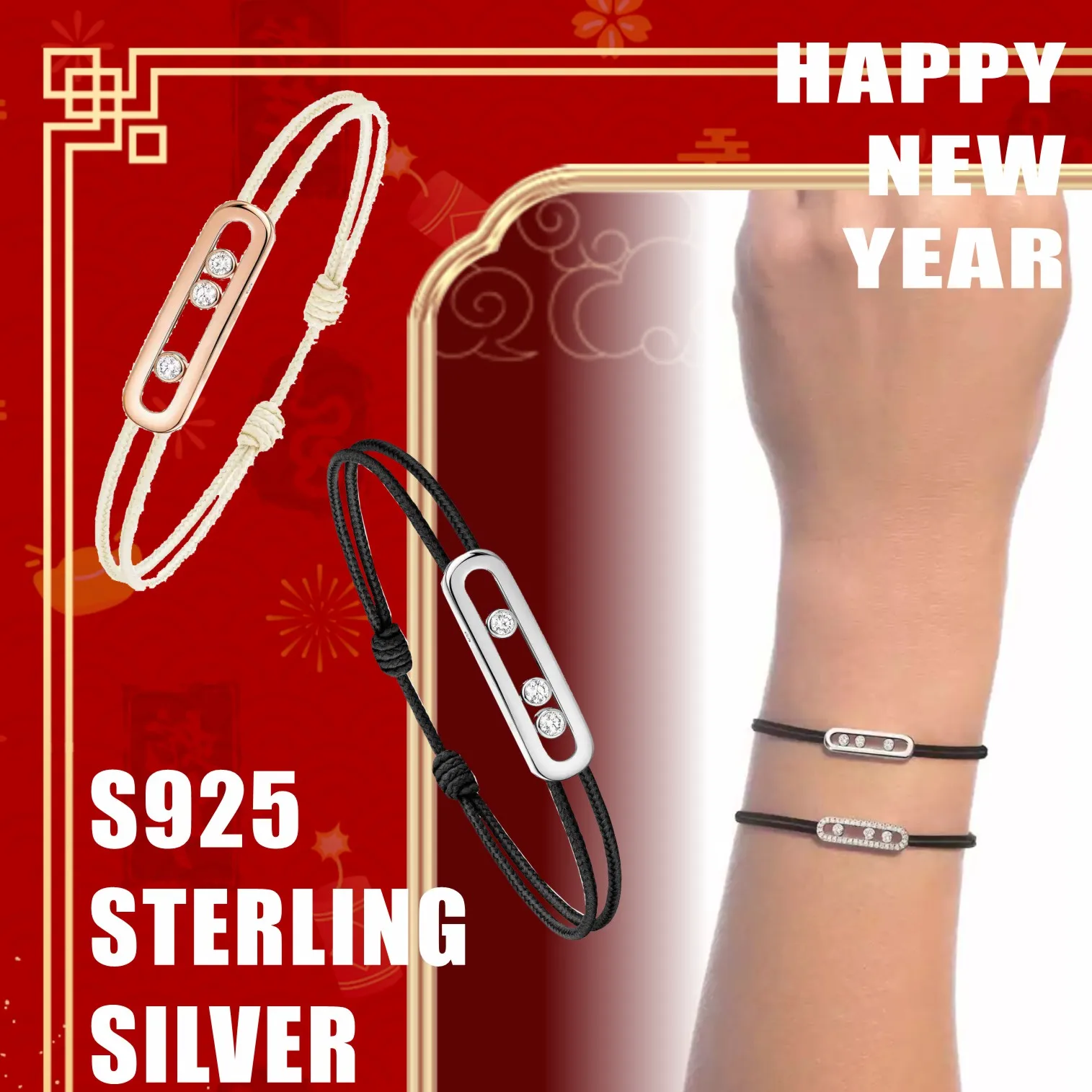 S925 Sterling Silver Move Rope Loop Bracelets Mobile Diamond Bracelet Unique Design Trendy Jewelry High-quality Party Gift