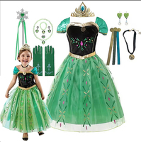 Anna Costume For Kids Girl Fancy Birthday Party Gown Princess Dress Carnival Party Children Clothing Full Printing Vestidos