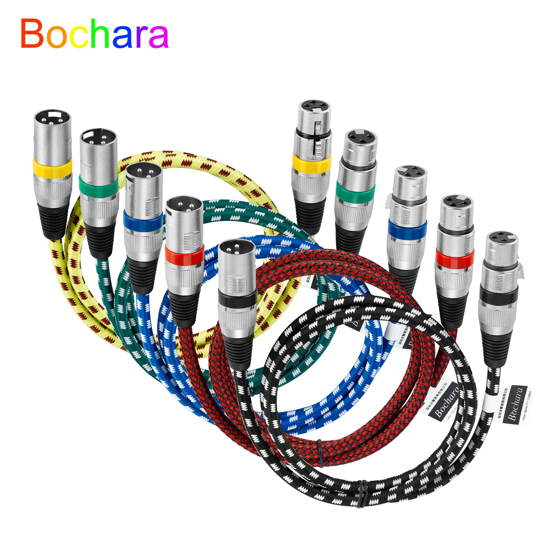 Bochara Coloured Braided XLR Cable Male to Female 3pin jack Foil+Braided Shielding OFC Copper For Mic Mixer 1m 2m 3m 5m