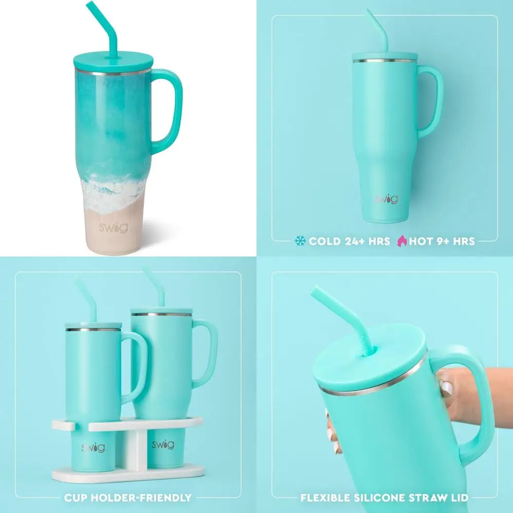 

Термокружка для путешествий с двойными стенками, объемом 40 унций, с ручкой и подставкой для стакана