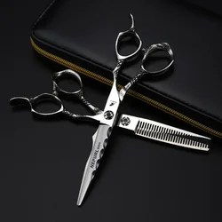 Professional Japan 440C 6 '' Hair Scissors Hair Cutting Scissor Barber Tools Haircut Thinning Shears Set Hairdressing Scissors