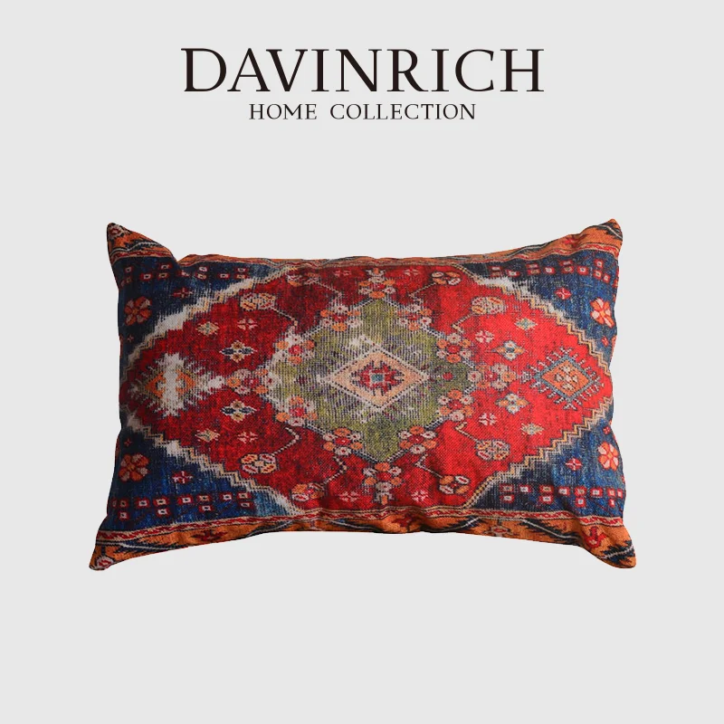 DAVINRICH Persian Home Decor Throw Pillow Covers Oriental Decorative Outdoor Cushion Couch Sofa Pillowcase Colorful Red Tribal