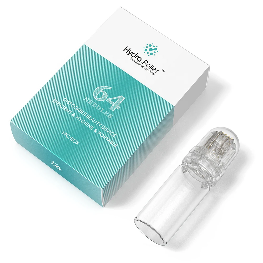 Hydra rulo 64 pins titanyum Microneedle rulo ve yüz sakal saç büyüme için Microinfusion Serum aplikatör-Derma rulo