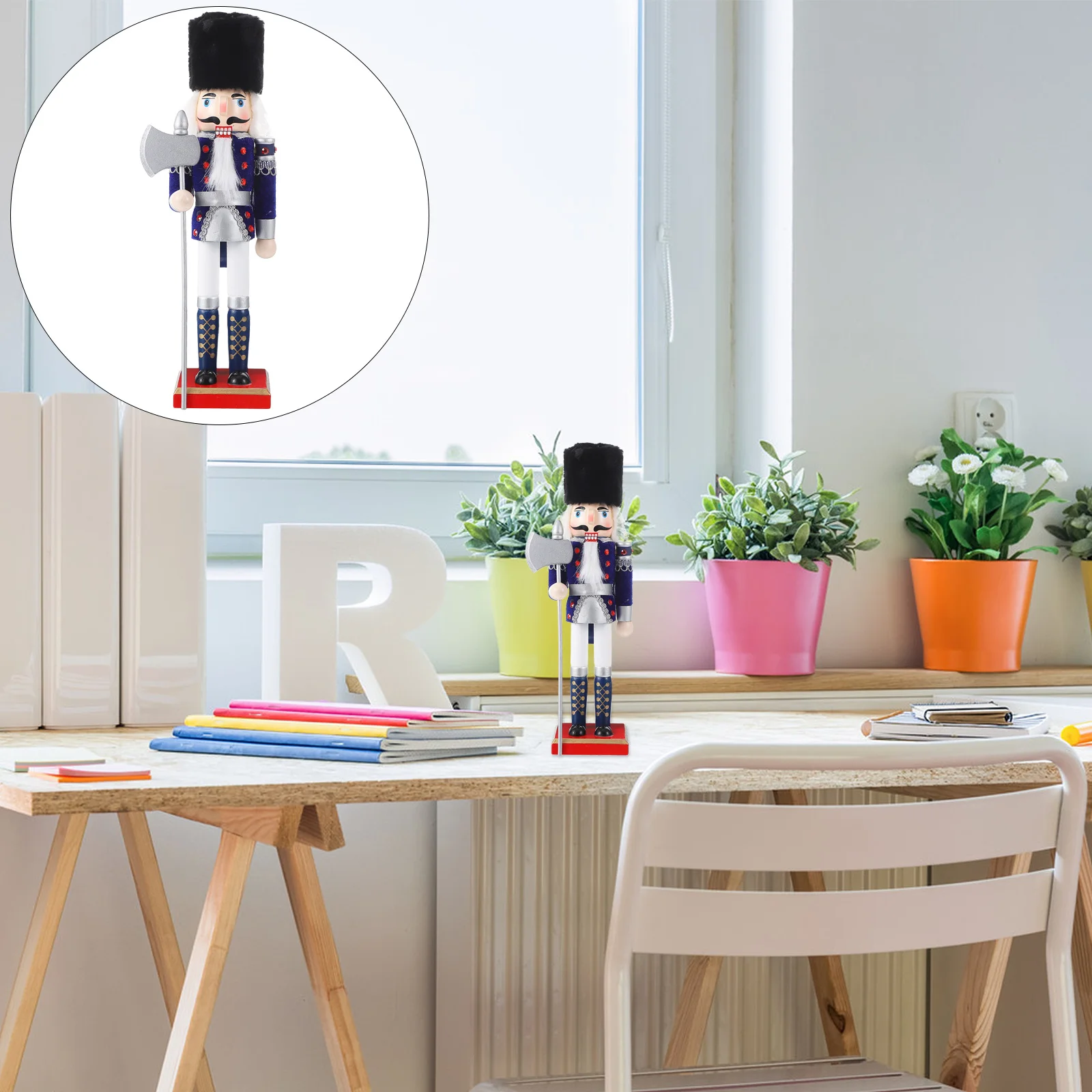 

1pc Wooden Nutcracker Soldier Home Decor Kids Room Living Room Bar Coffee Shop Hotel Mall Decoration Party Gift Ornament