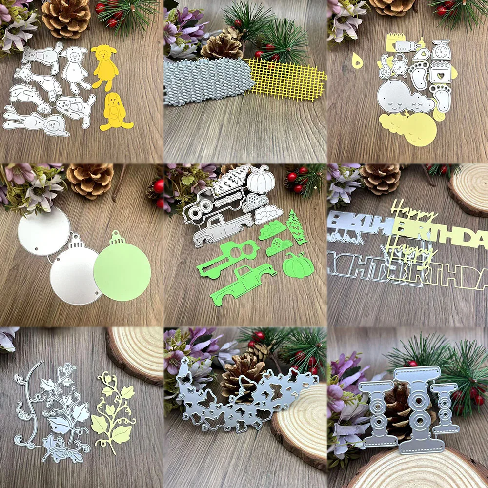 Vielseitiges Metall-Stanzformen-Set mit Tier-, Auto- und Blumenmotiven für DIY Scrapbooking, Kartenherstellung und Prägung