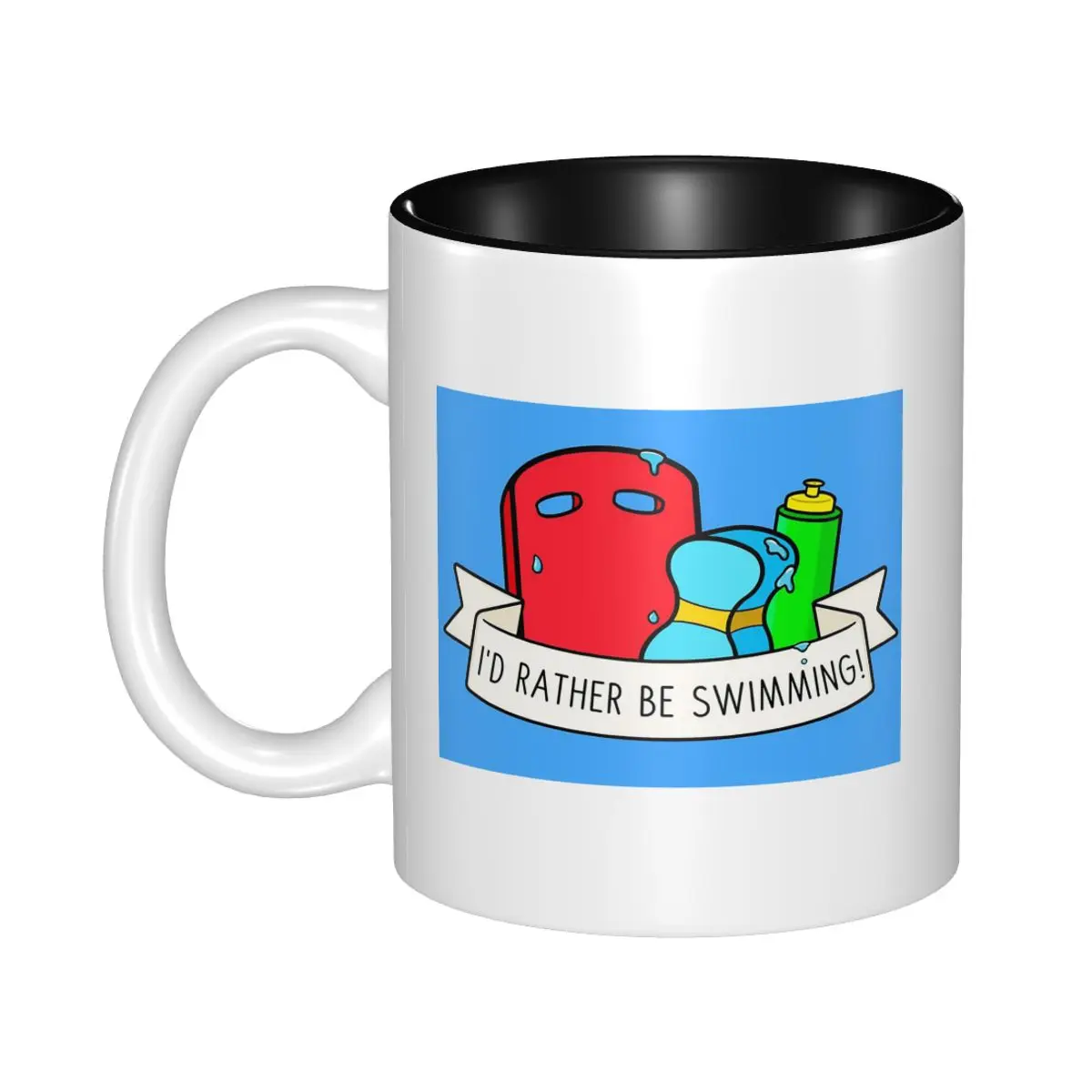 I'd Rather Be Swimming Mug Funny Ceramic Coffee Cups Tea Mugs Milk Cup Drinkware Gift for Woman Man