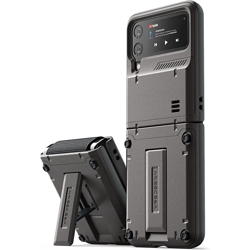 

New Heavy Duty Armor VRS Design QuickStand Active For Samsung Galaxy Z Flip4 Kickstand Gray CASE Cover