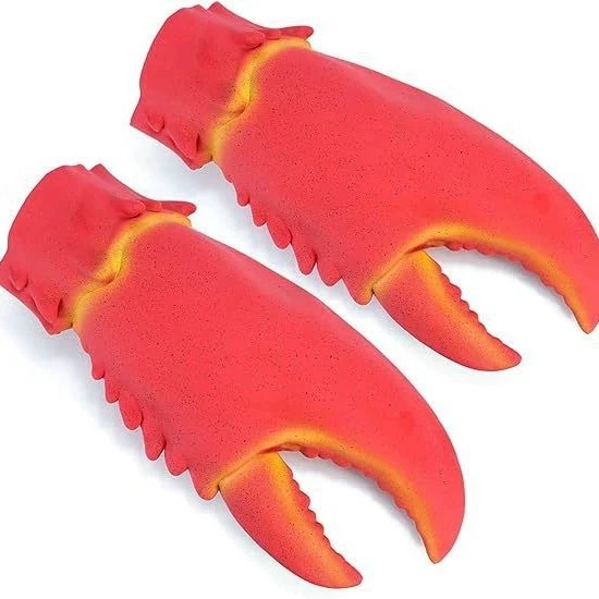 Soft Latex Lobster Crab Claw Gloves Pair Realistic Sea Creature Hand Prop Funny Carnival Halloween Bar Party Cosplay Accessory