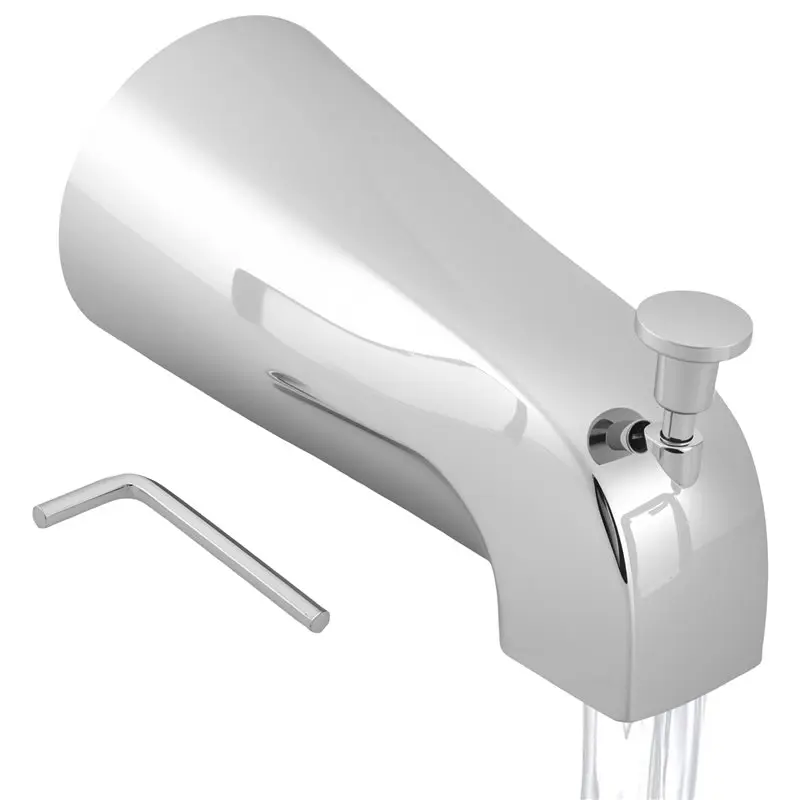 DT19-Bathroom Tub Spout,5 1/4 Inches Reach Wall Front Mount With Shower Diverter 1/2In IPS Inside Thread Bathtub Faucet Spout