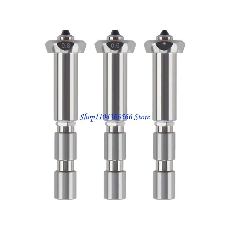 

02DD Hardened Steel Nozzle For 3D Printer Multiple Size 0.4mm 0.6mm 0.8mm