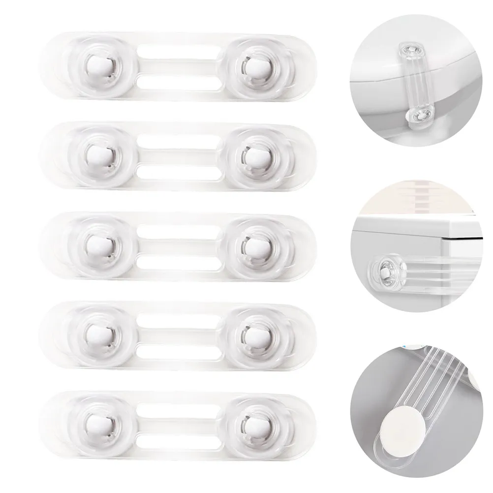 

5Pcs Child Safety Lock Premium Self-Adhesive Drawer Latch Buttonless Hidden Unlock for Cabinets Fridges Bedside Tables Shoes